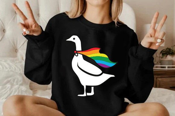 A Rainbow Goose Graphic for Joyful T-Shirt Designs
