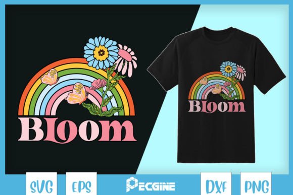 A Vintage Bloom Flower Rainbow for Graphics & T-Shirt Designs
