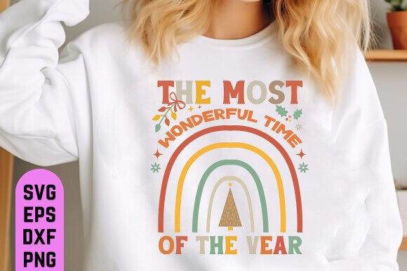 Boho Christmas Rainbow Sublimation Retro Graphics for T-Shirt Designs