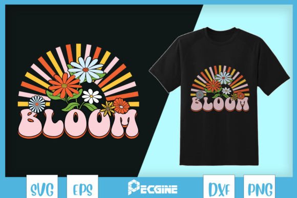 Boho Rainbow Flowers Bloom SVG for Modern Graphics & T-Shirt Designs