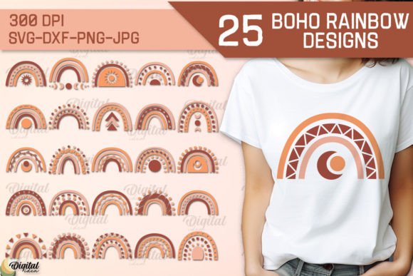 Boho Rainbow Graphics for Modern T-Shirt Designs