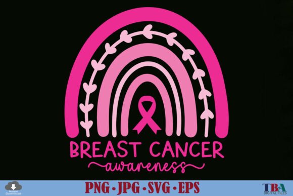 Breast Cancer Awareness Pink Rainbow Graphics for T-Shirt Designs