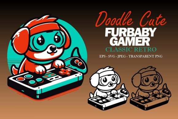 Classic Retro Doodle Graphics for Pet T-Shirt Designs