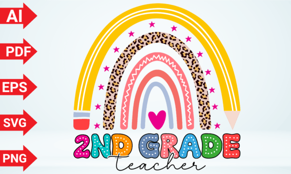 Rainbow 2nd Grade Teacher Pencil: A Graphic Spark for Branding