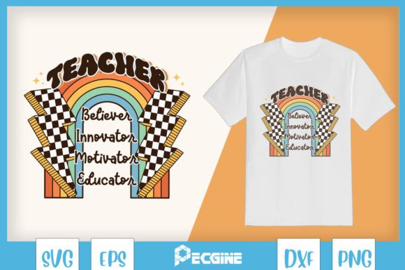 Reviewing the Retro Rainbow Teacher Innovator Graphics for T-Shirt Designs & Publishing