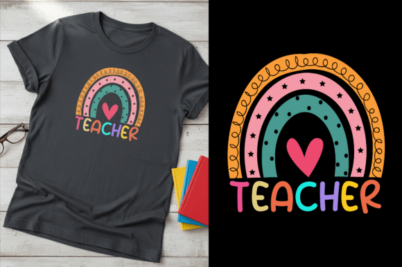 Teacher Rainbow T-shirt: A Graphic Asset for T-Shirt Designs & Branding