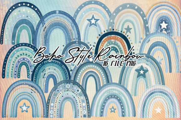 Vintage Blue Boho Graphics for Authentic Branding